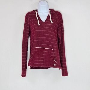 BillaBong Women's V-Neck Hoodie Knit Pullover Cotton Blend Front Pocket Size M